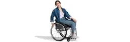 A woman in a wheelchair.